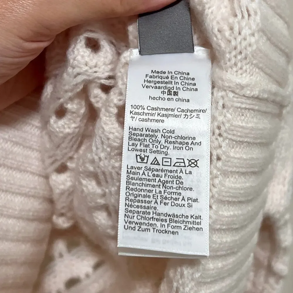 NEW J.Crew Cashmere Pointelle Boatneck Sweater Small Blush Pink